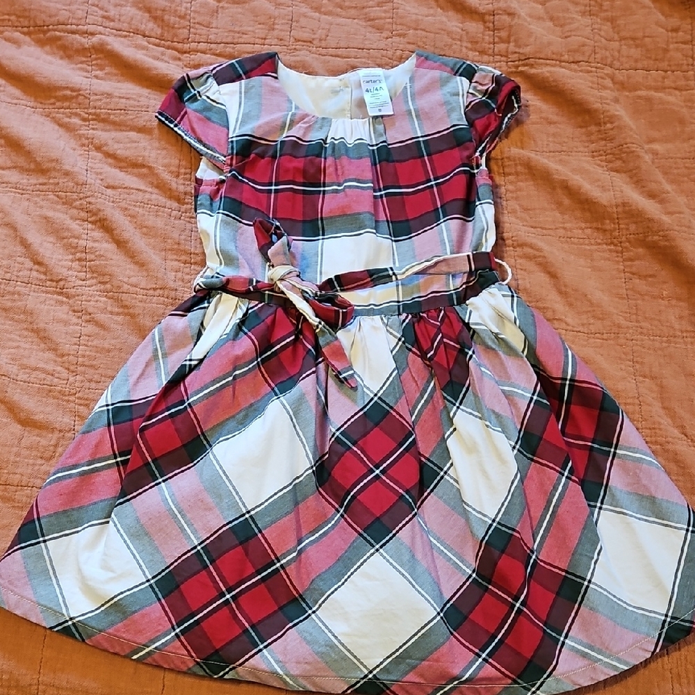 Carter's Red and White Plaid Dress with Belt